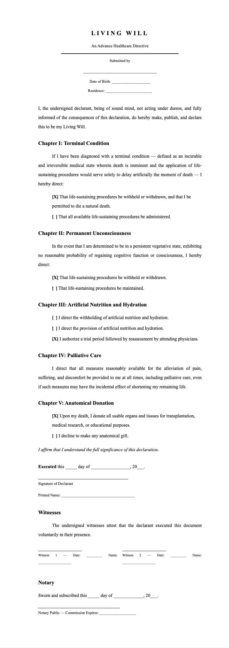 Dissertation Manuscript living will